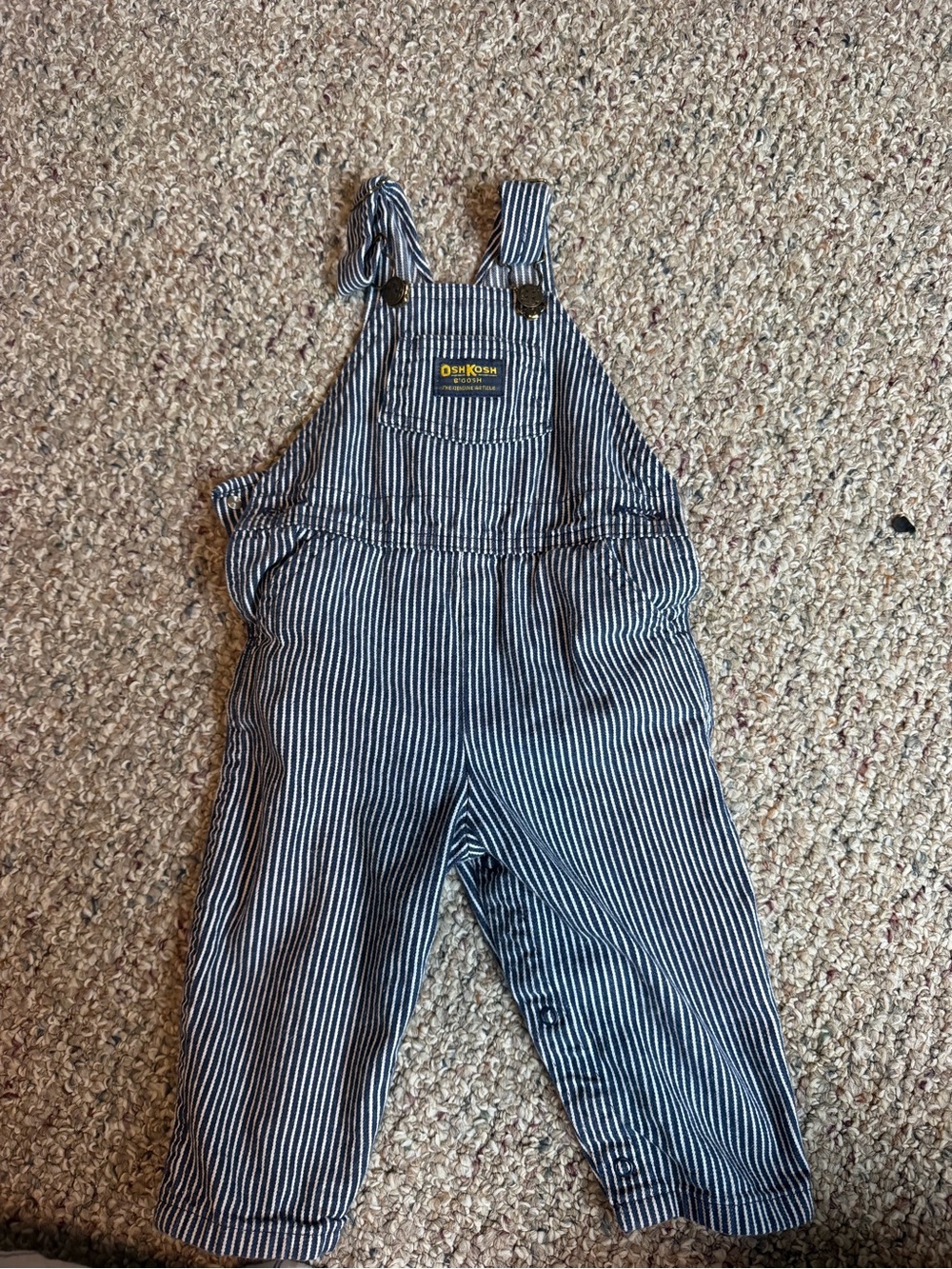 OshKosh B'gosh Navy and White Pinstripe Overalls